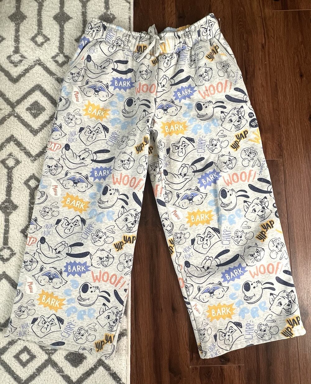 DISNEY Women's Critters Gray Pluto Percy Meeko Wide Leg Drawstring Sweatpants L